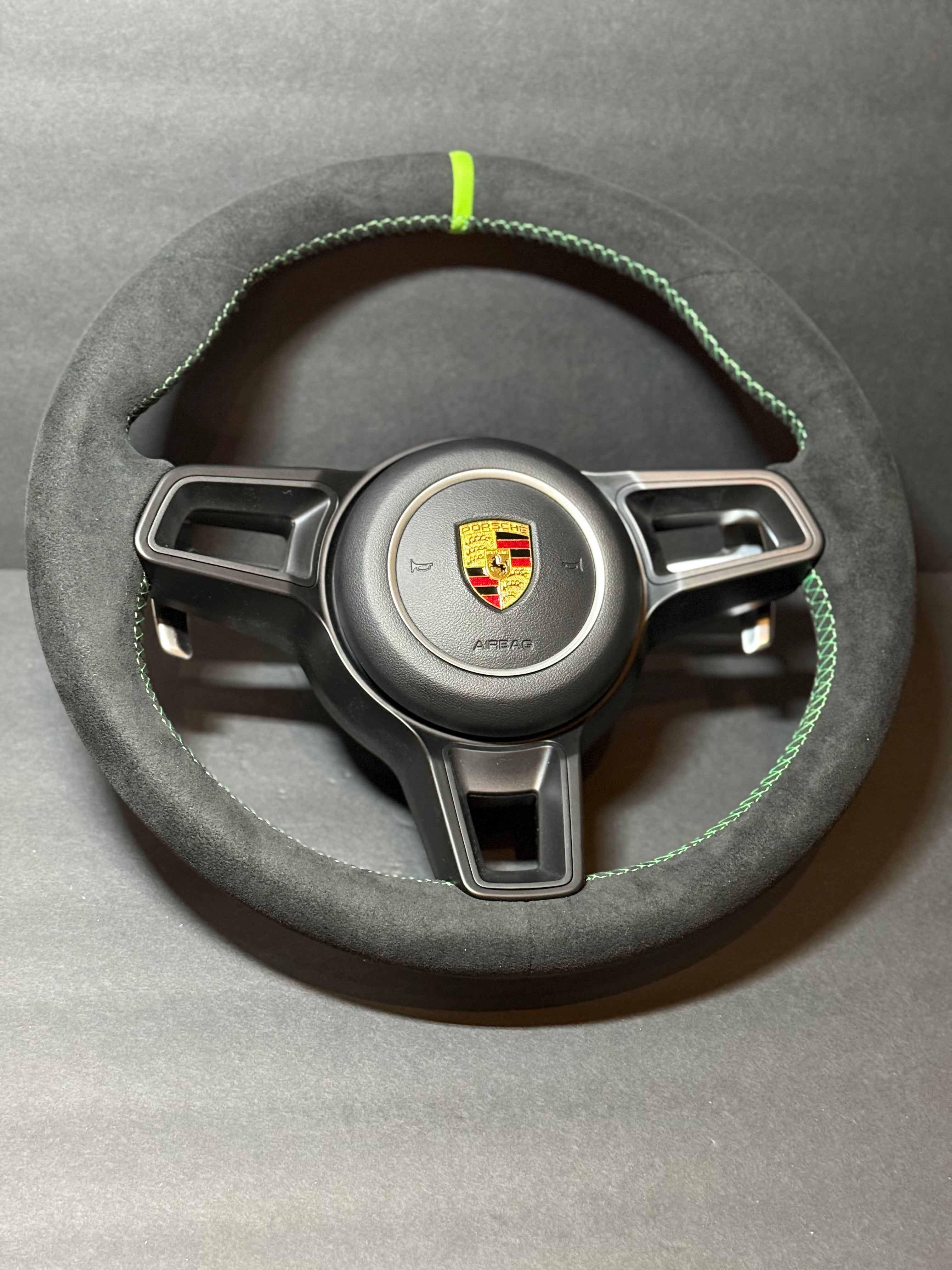 BLACK ALCANTARA Porsche Steering Wheel 991.2 997 GT 911 Cayman Boxster Macan Cayenne.