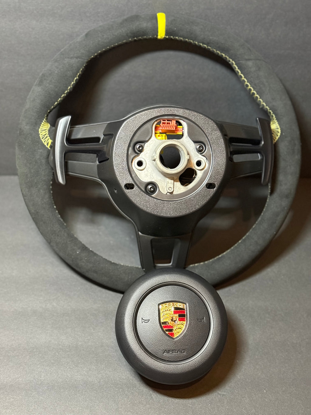 BLACK ALCANTARA Porsche Steering Wheel 991.2 997 GT 911 Cayman Boxster Macan Cayenne.