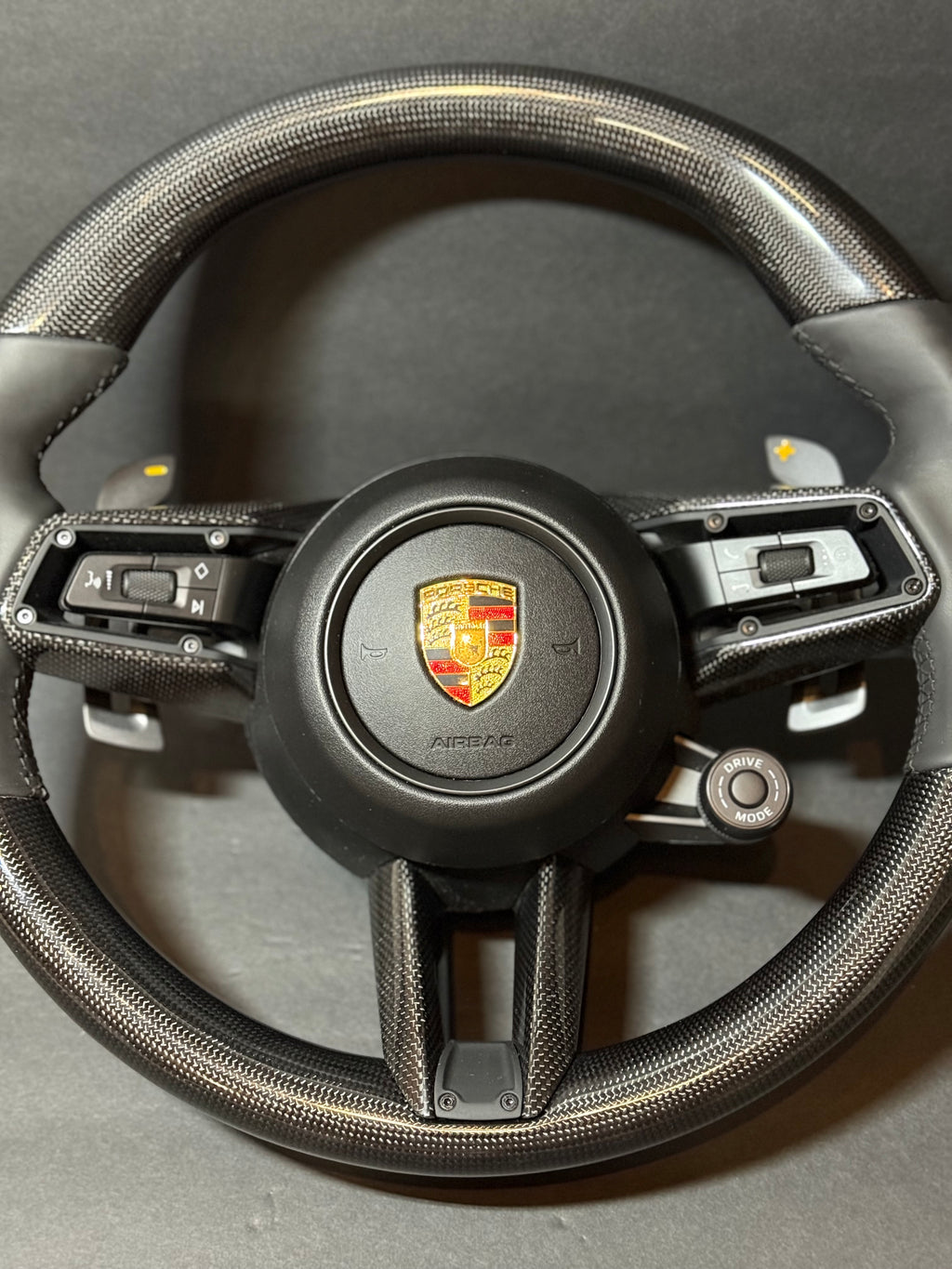 CARBON BLACK LEATHER Porsche Steering Wheel991.2 997 GT 911 Cayman Boxster Macan Cayenne.