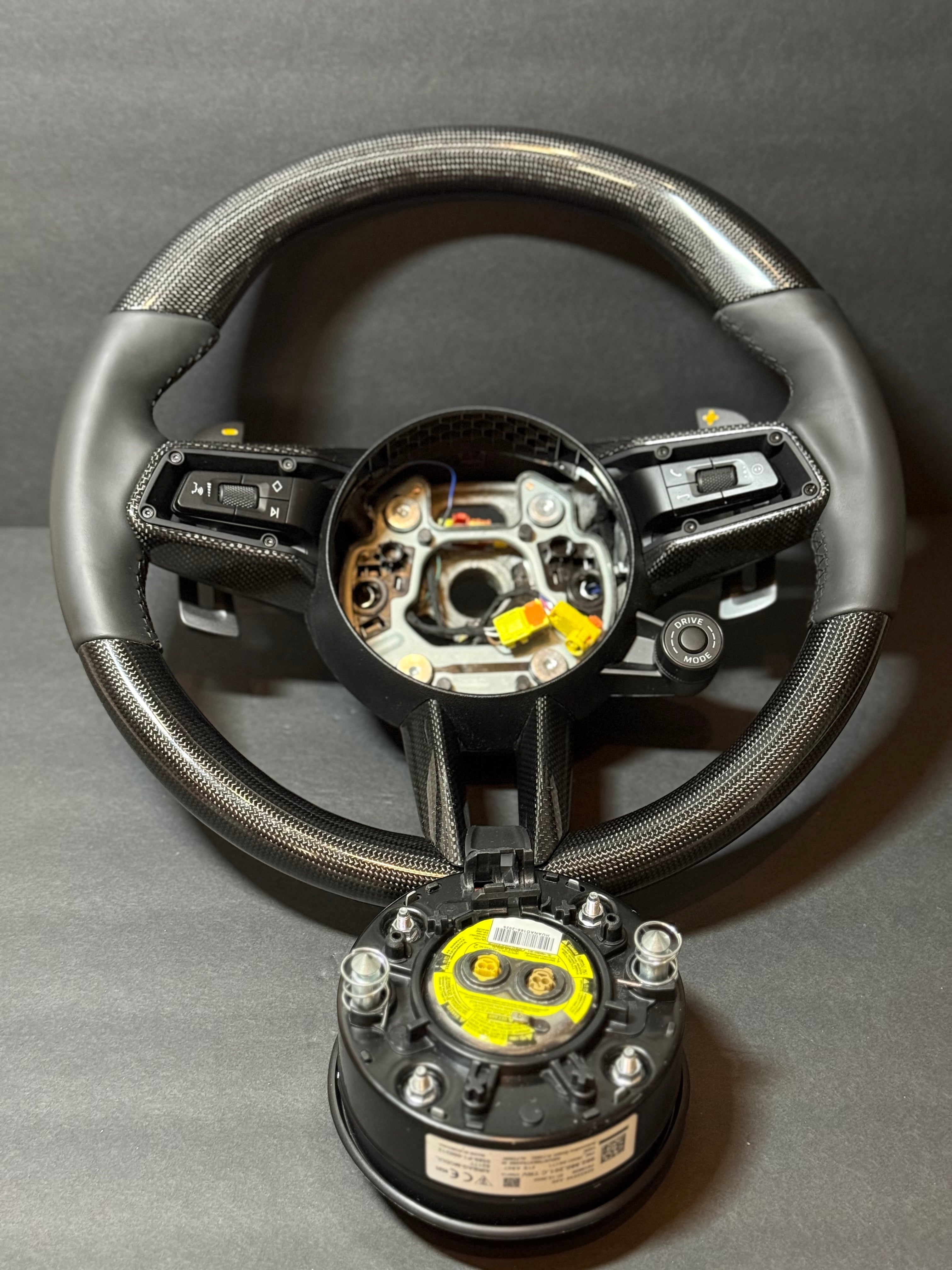 CARBON BLACK LEATHER Porsche Steering Wheel991.2 997 GT 911 Cayman Boxster Macan Cayenne.