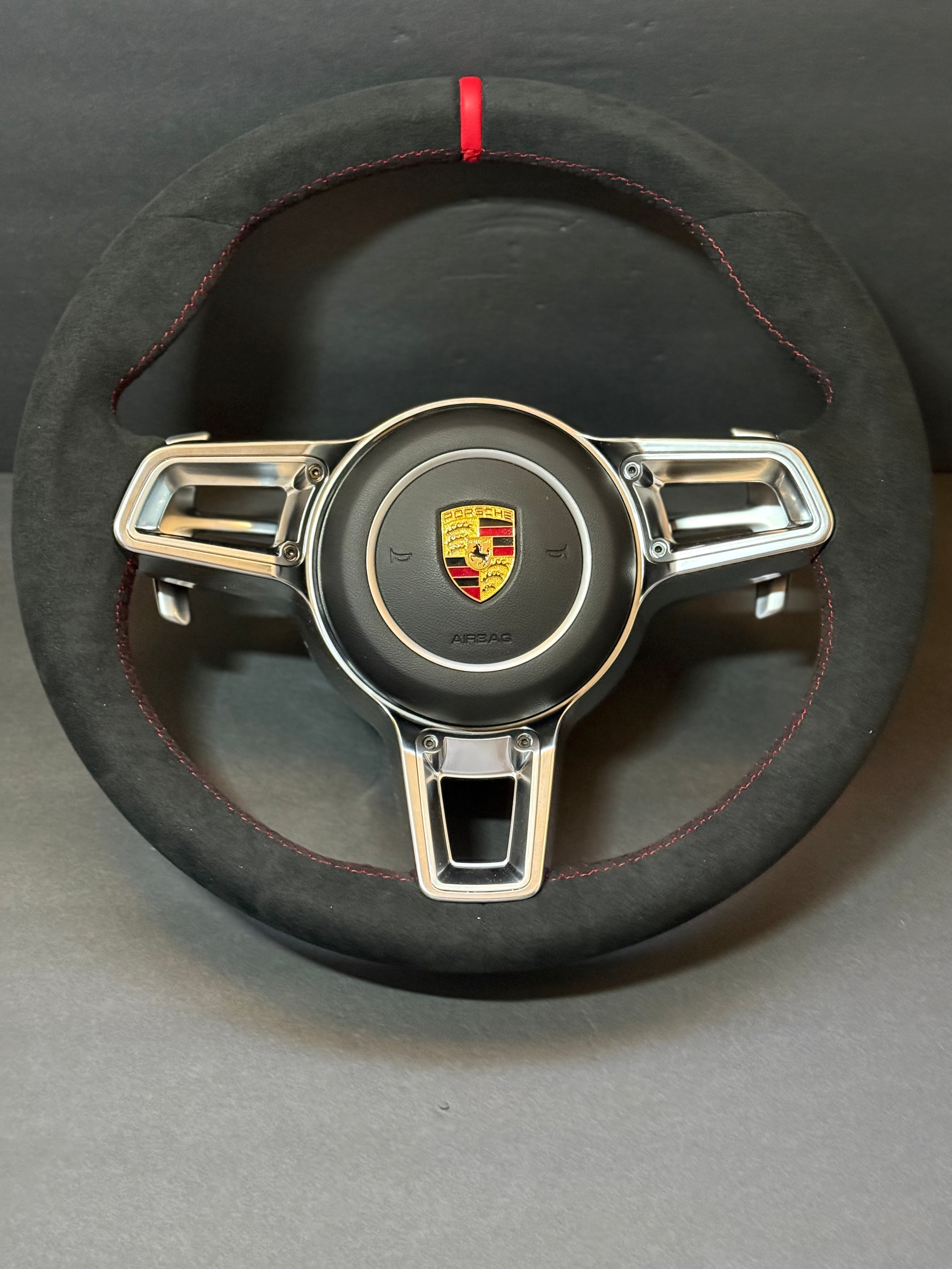 BLACK ALCANTARA Porsche Steering Wheel 991.2 997 GT 911 Cayman Boxster Macan Cayenne.