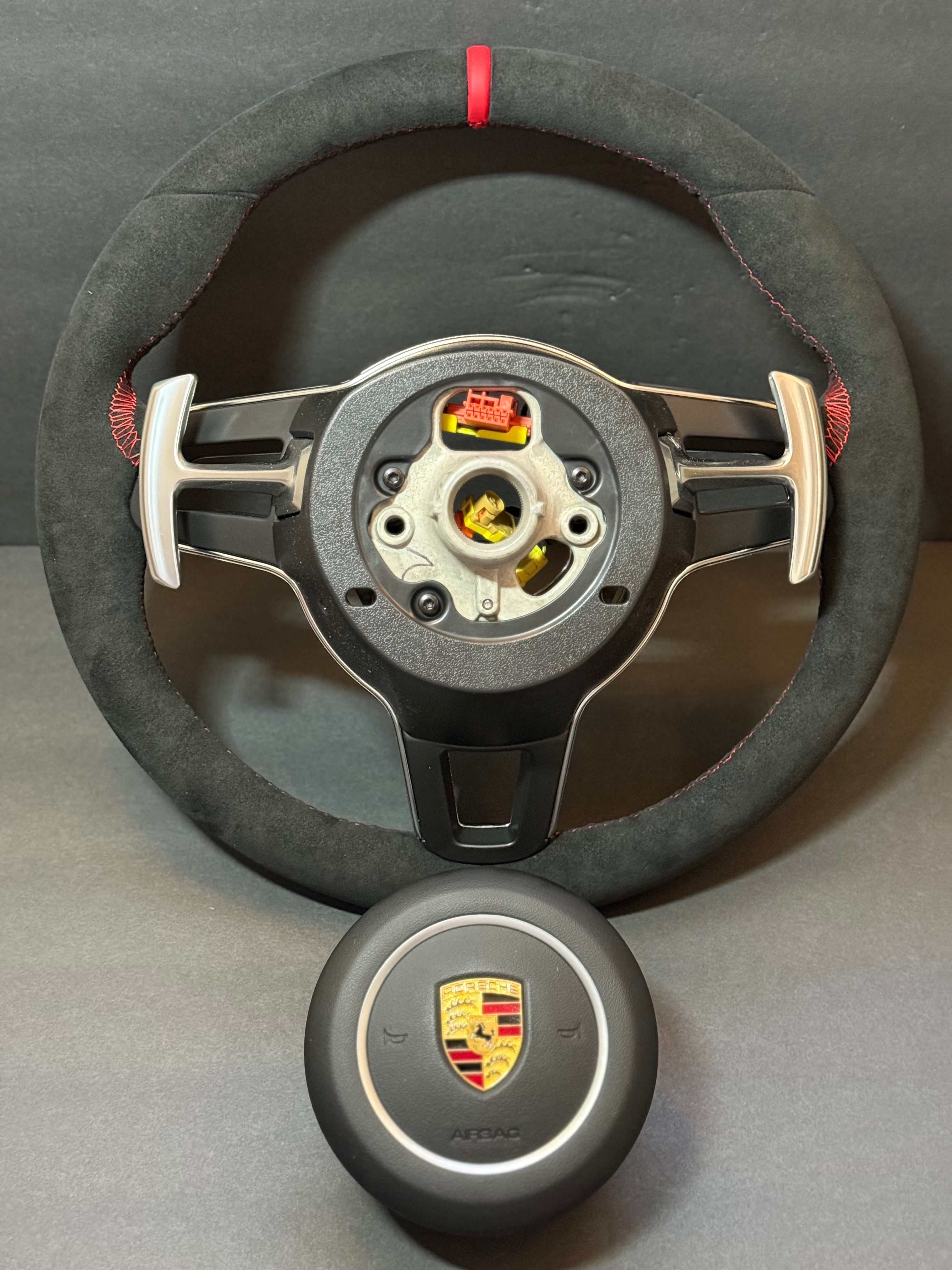 BLACK ALCANTARA Porsche Steering Wheel 991.2 997 GT 911 Cayman Boxster Macan Cayenne.