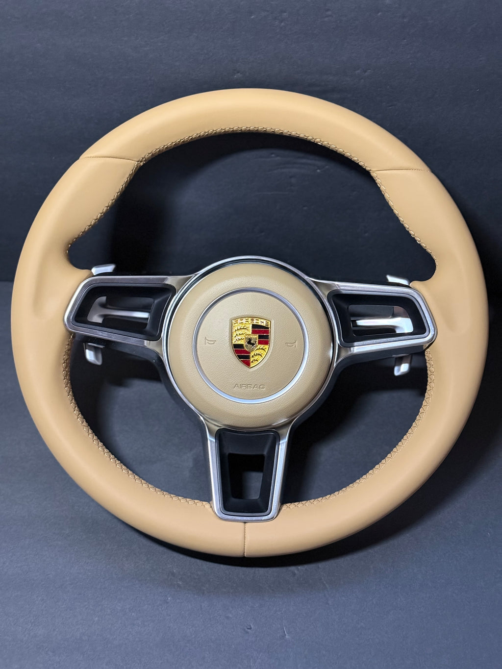BEIGE LEATHER Porsche Steering Wheel991.2 997 GT 911 Cayman Boxster Macan Cayenne.