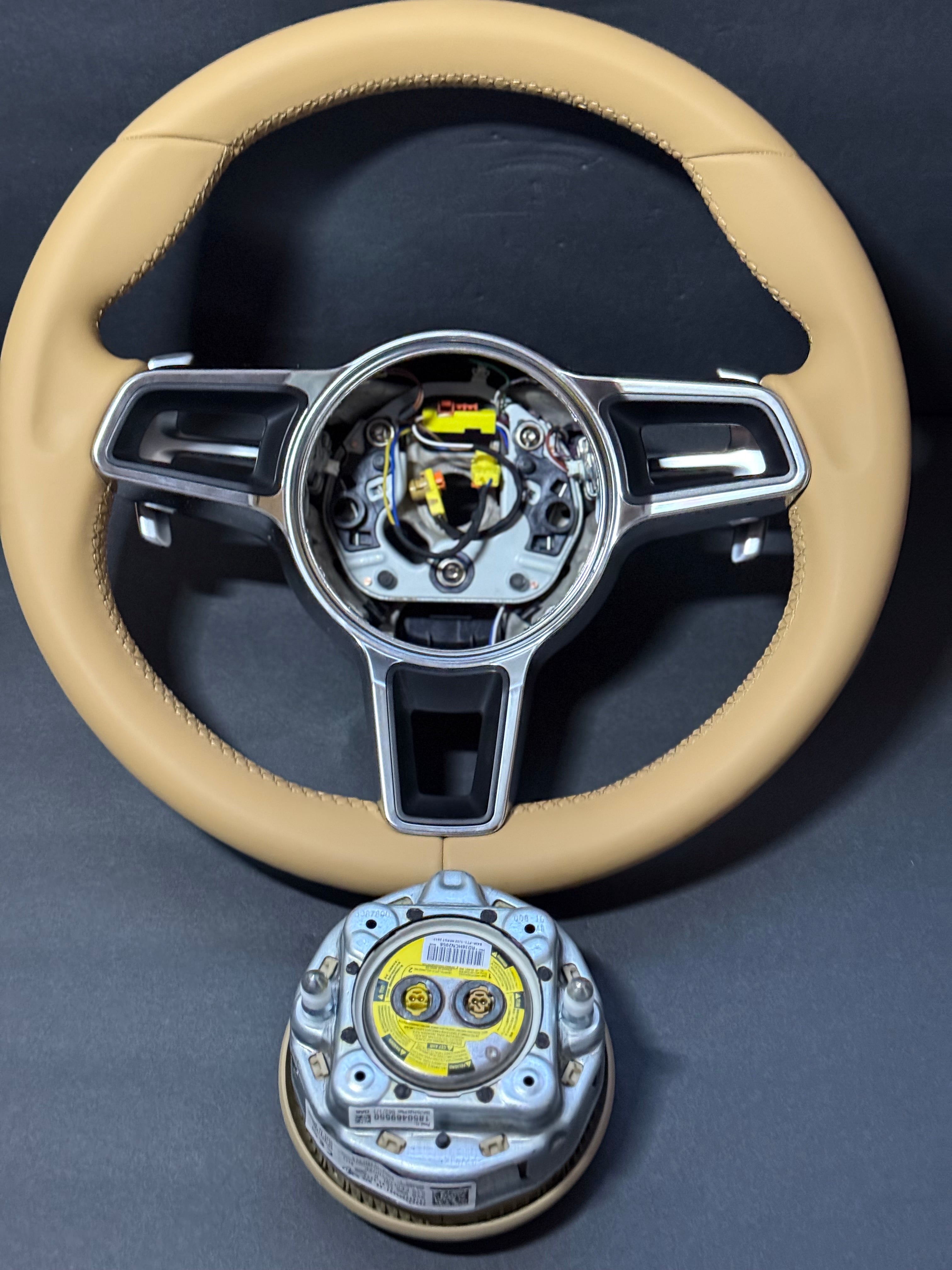 BEIGE LEATHER Porsche Steering Wheel991.2 997 GT 911 Cayman Boxster Macan Cayenne.