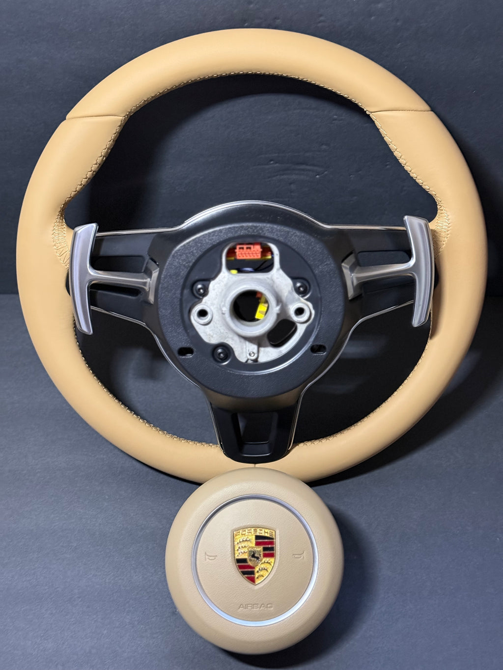 BEIGE LEATHER Porsche Steering Wheel991.2 997 GT 911 Cayman Boxster Macan Cayenne.