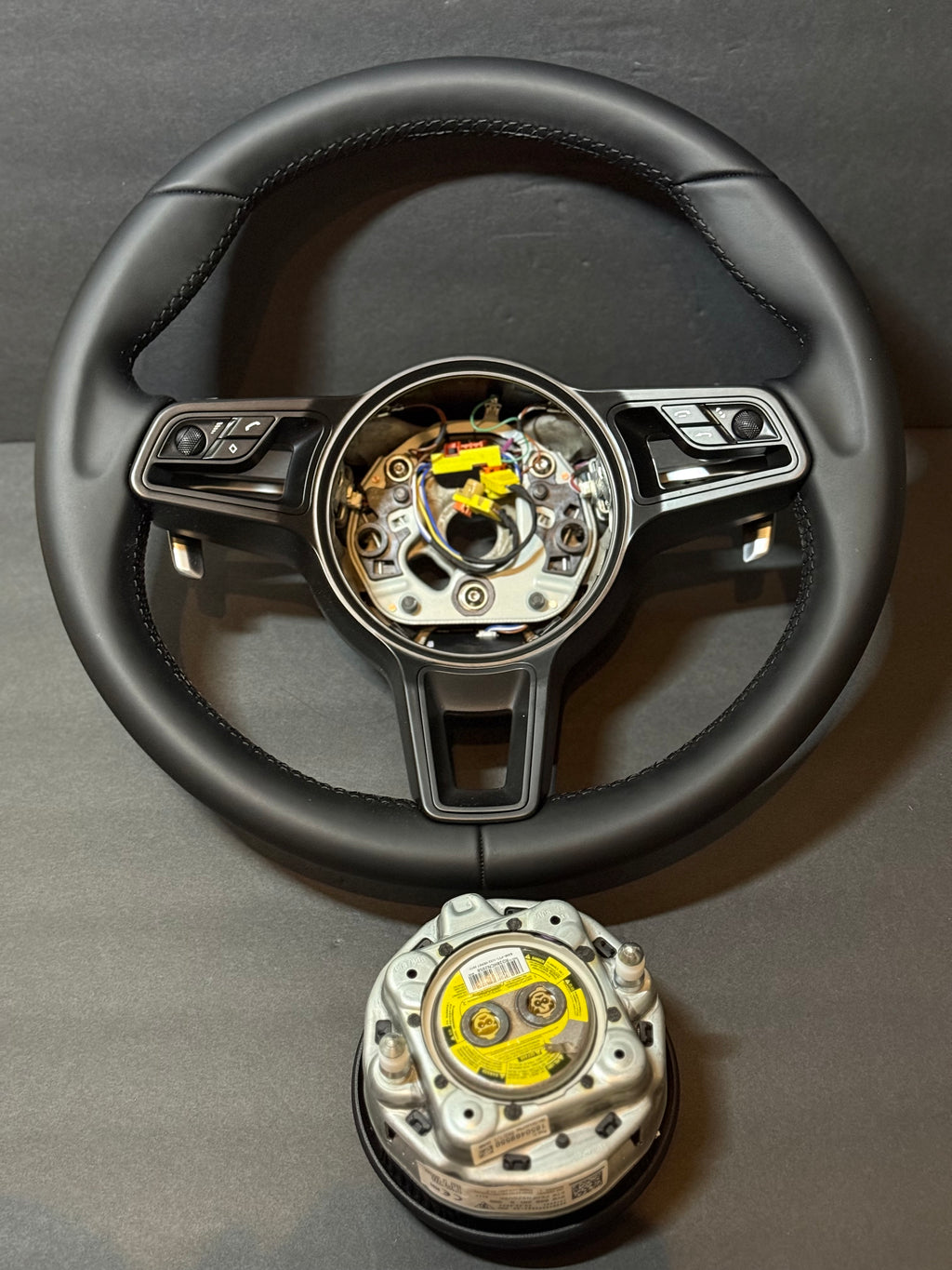 BLACK LEATHER Porsche Steering Wheel991.2 997 GT 911 Cayman Boxster Macan Cayenne.