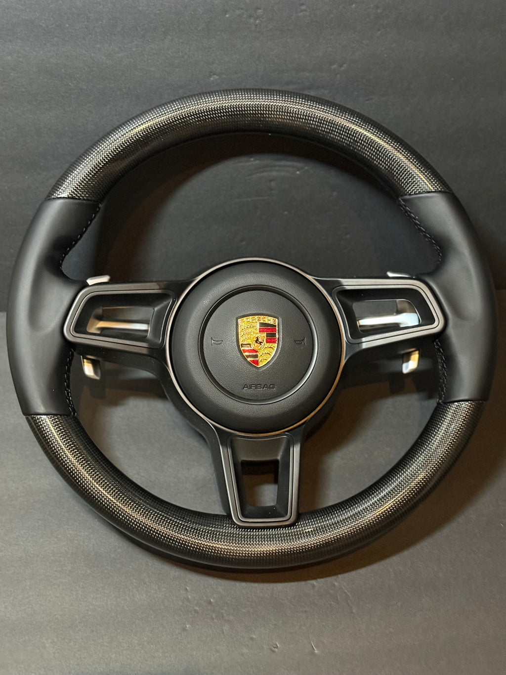 CARBON BLACK LEATHER Porsche Steering Wheel991.2 997 GT 911 Cayman Boxster Macan Cayenne.
