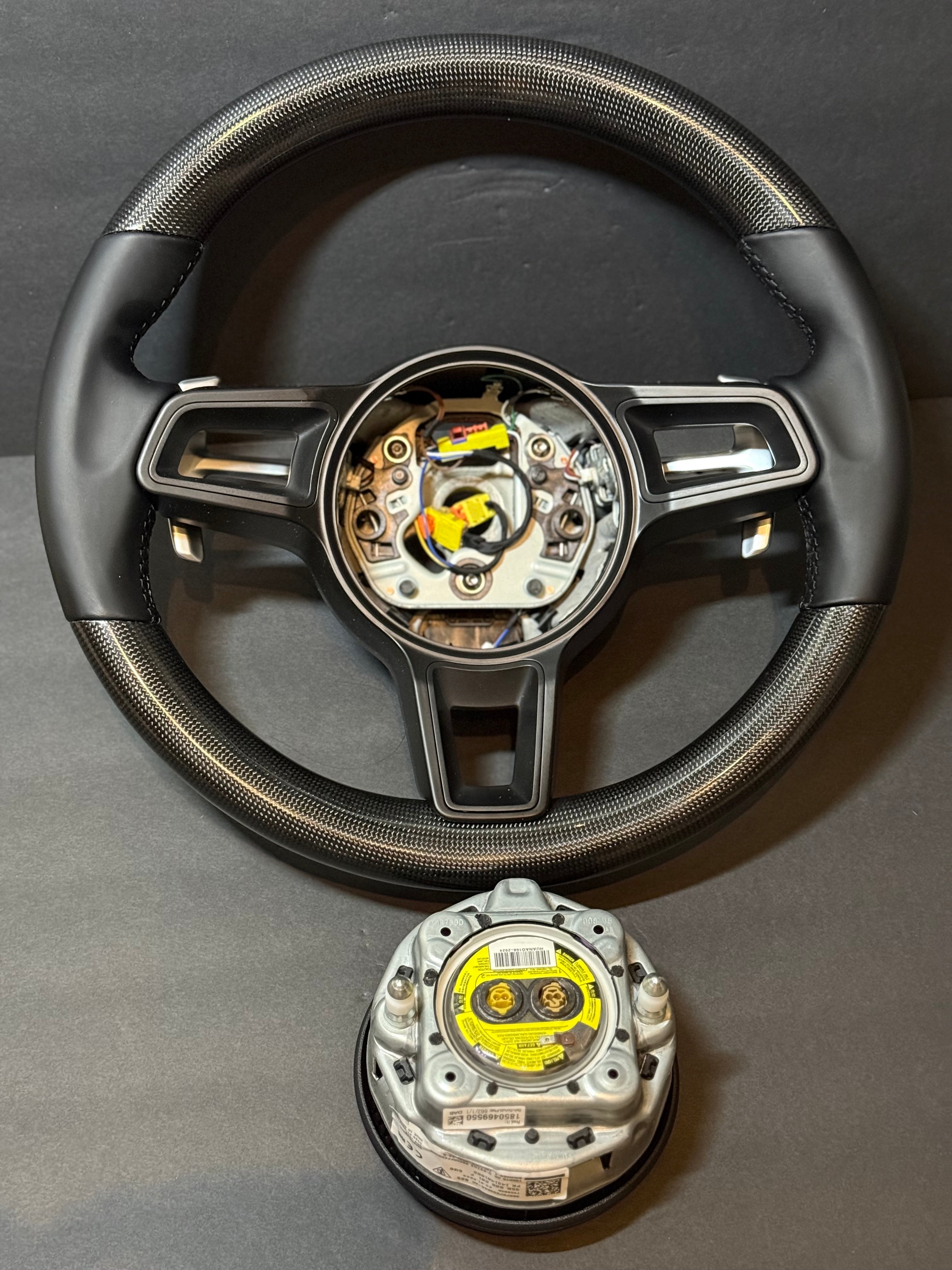 CARBON BLACK LEATHER Porsche Steering Wheel991.2 997 GT 911 Cayman Boxster Macan Cayenne.