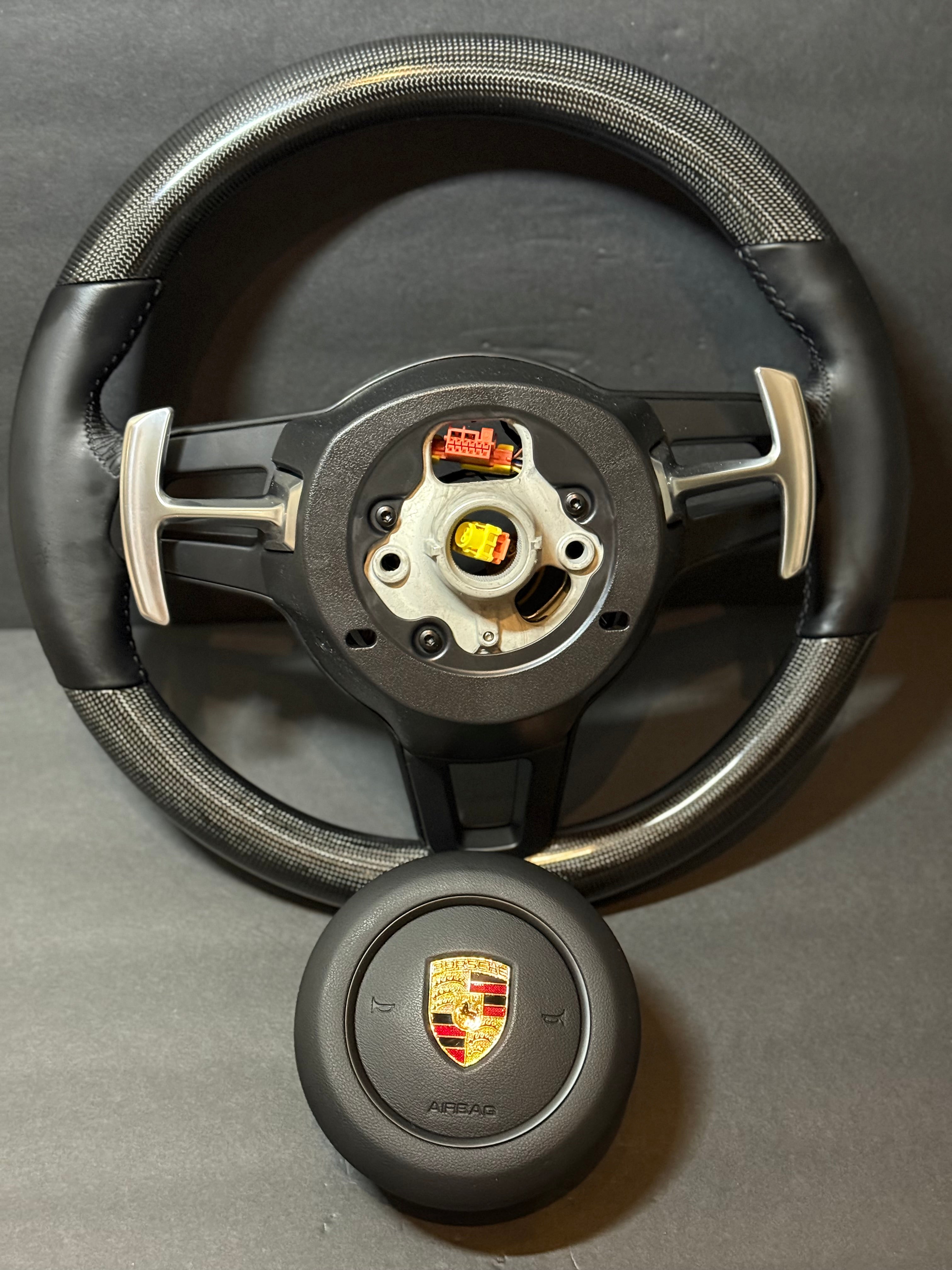 CARBON BLACK LEATHER Porsche Steering Wheel991.2 997 GT 911 Cayman Boxster Macan Cayenne.