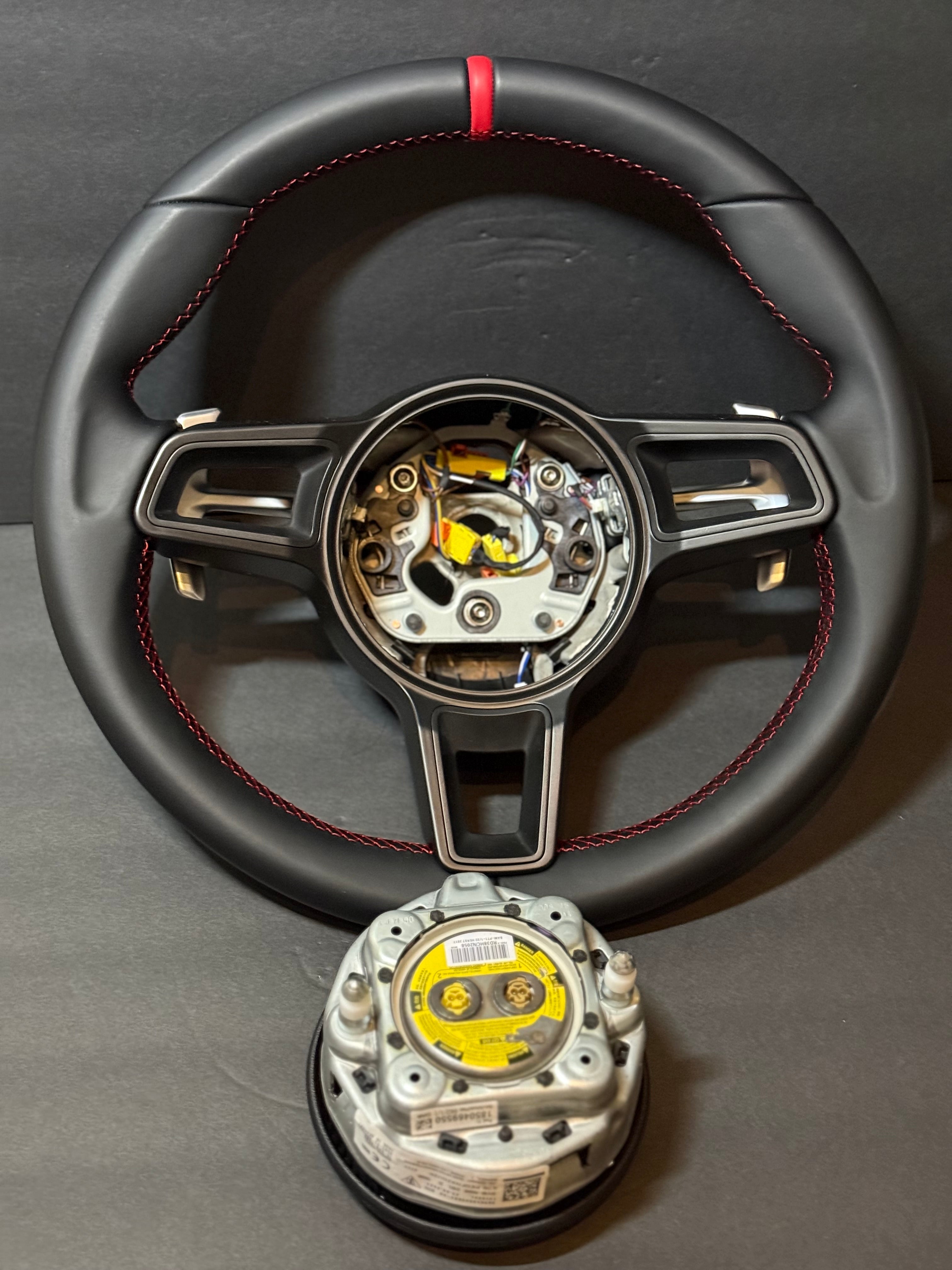 BLACK LEATHER Porsche Steering Wheel991.2 997 GT 911 Cayman Boxster Macan Cayenne.