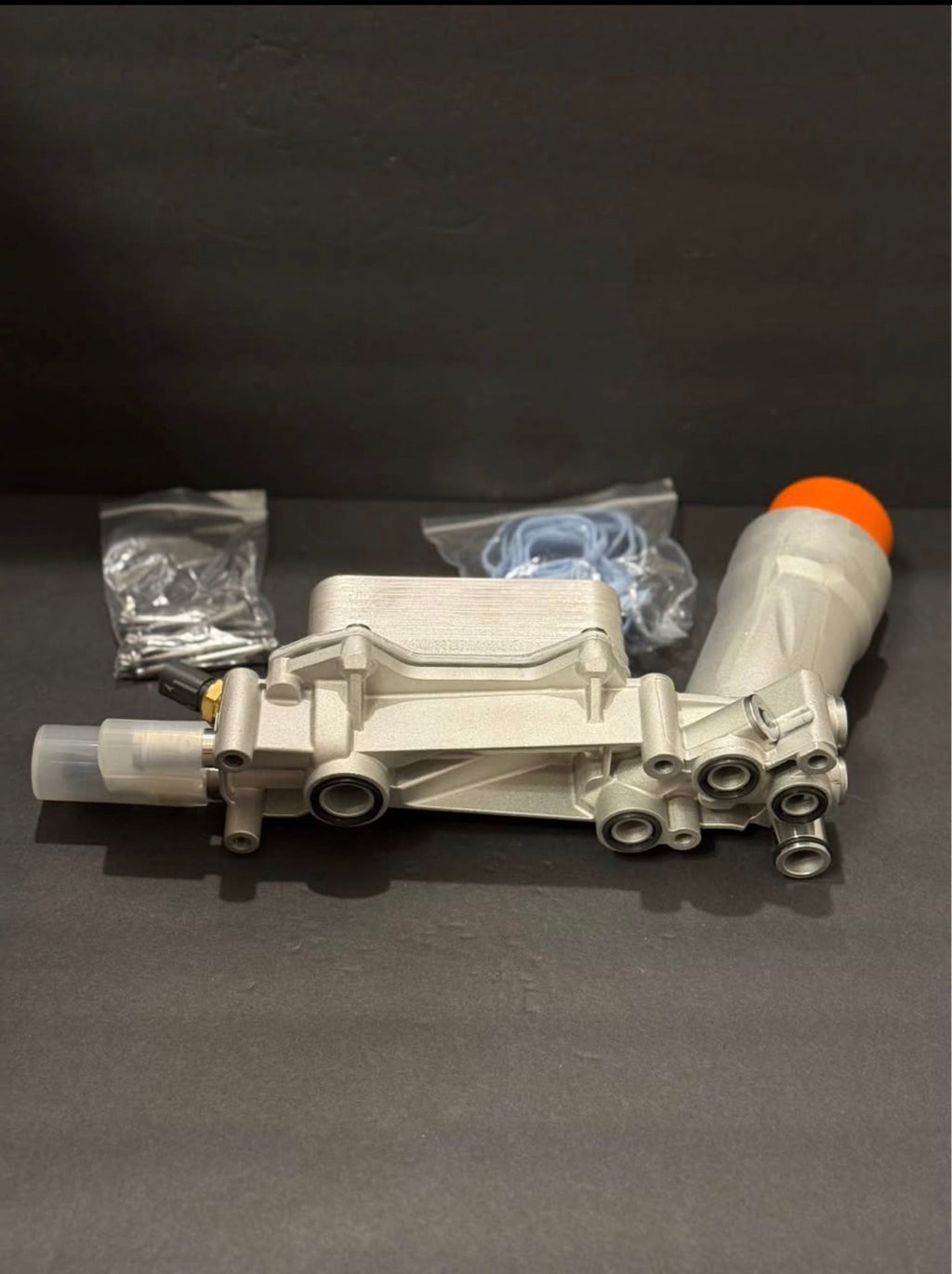 Dorman 926-959 Patented Upgraded Aluminum Engine Oil Filter Housing with Oil Cooler and Filter.