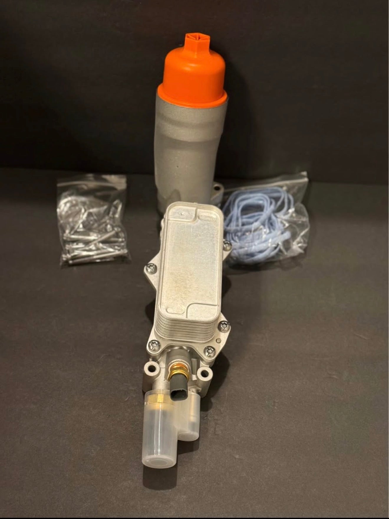 Dorman 926-959 Patented Upgraded Aluminum Engine Oil Filter Housing with Oil Cooler and Filter.
