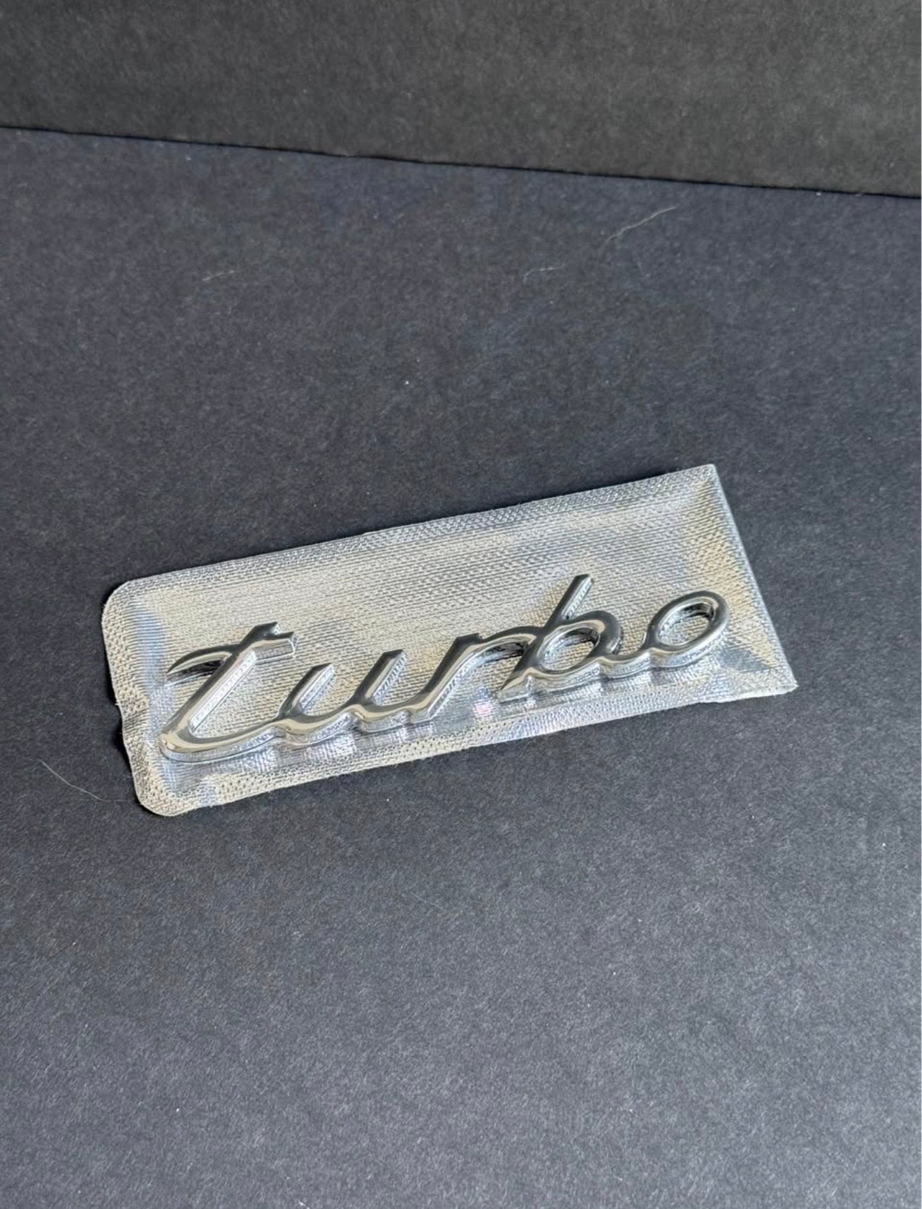 Porsche 911 Turbo Emblem "turbo" (chrome) For Decklid NEW.